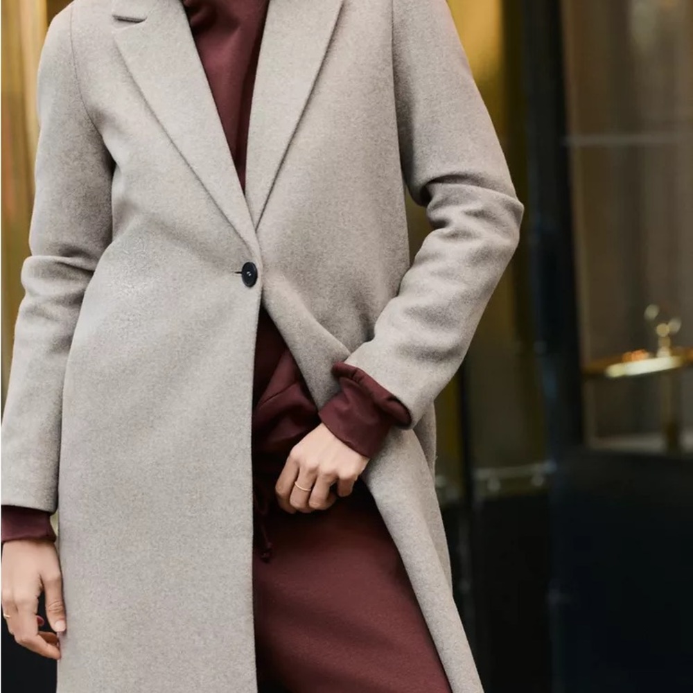 Zara Beige Marl Buttoned Soft Coat